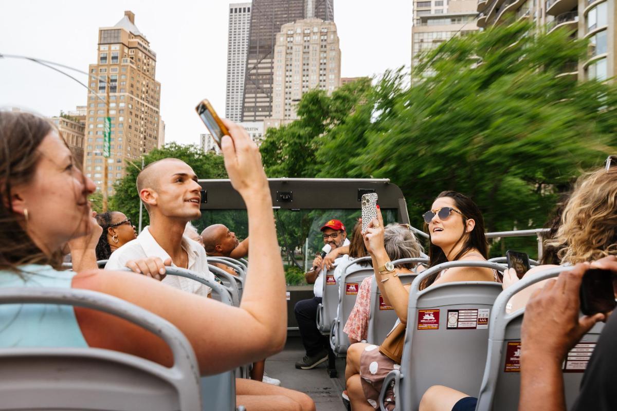 a group of people riding on a bus