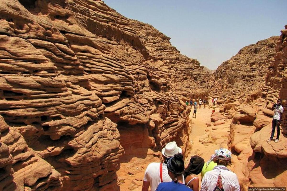 un grupo de personas caminando por un cañón