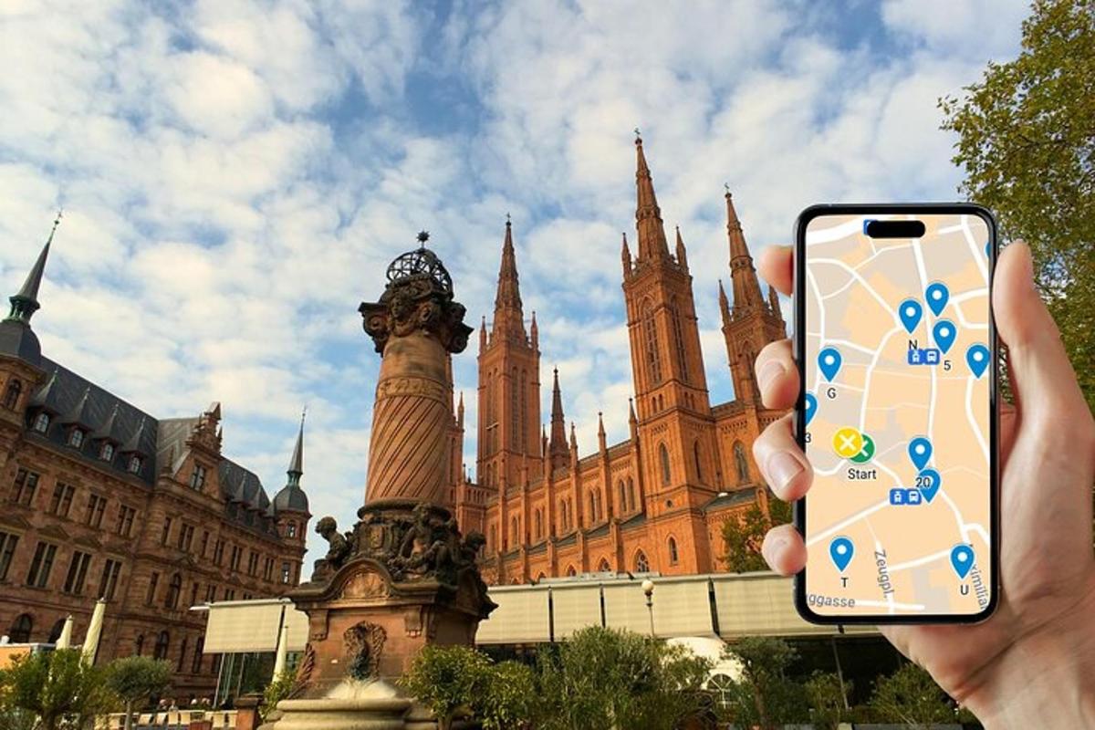 egy személy mobiltelefonnal a kezében egy épület előtt
