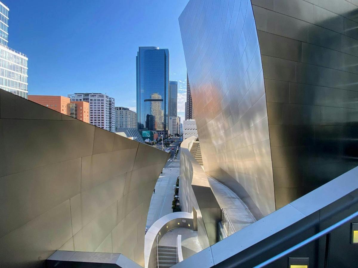 a view of a city skyline from a building