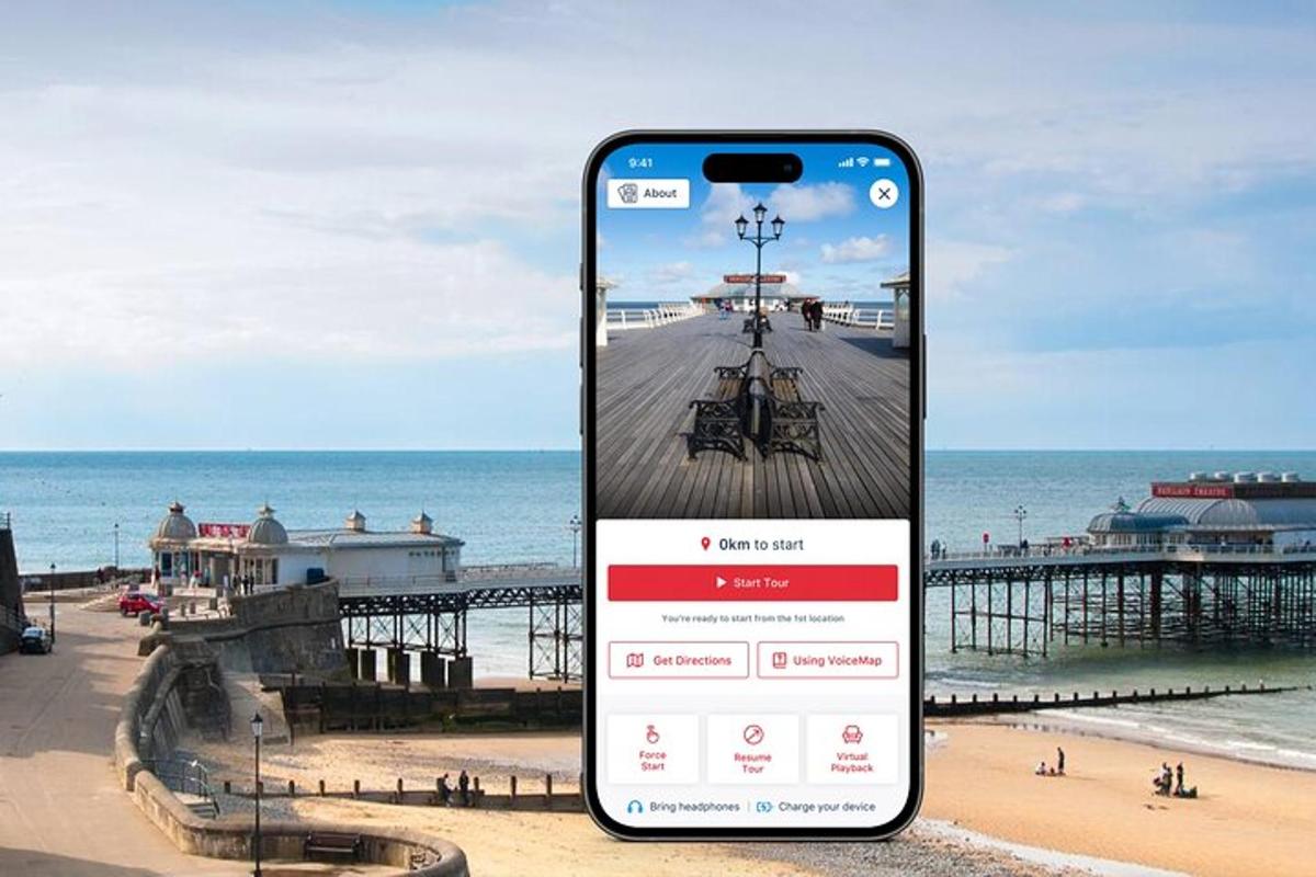 a cell phone taking a picture of a pier