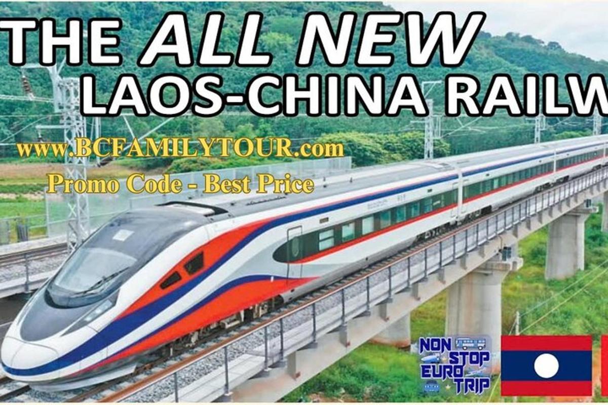 Una portada de revista con un tren en un puente