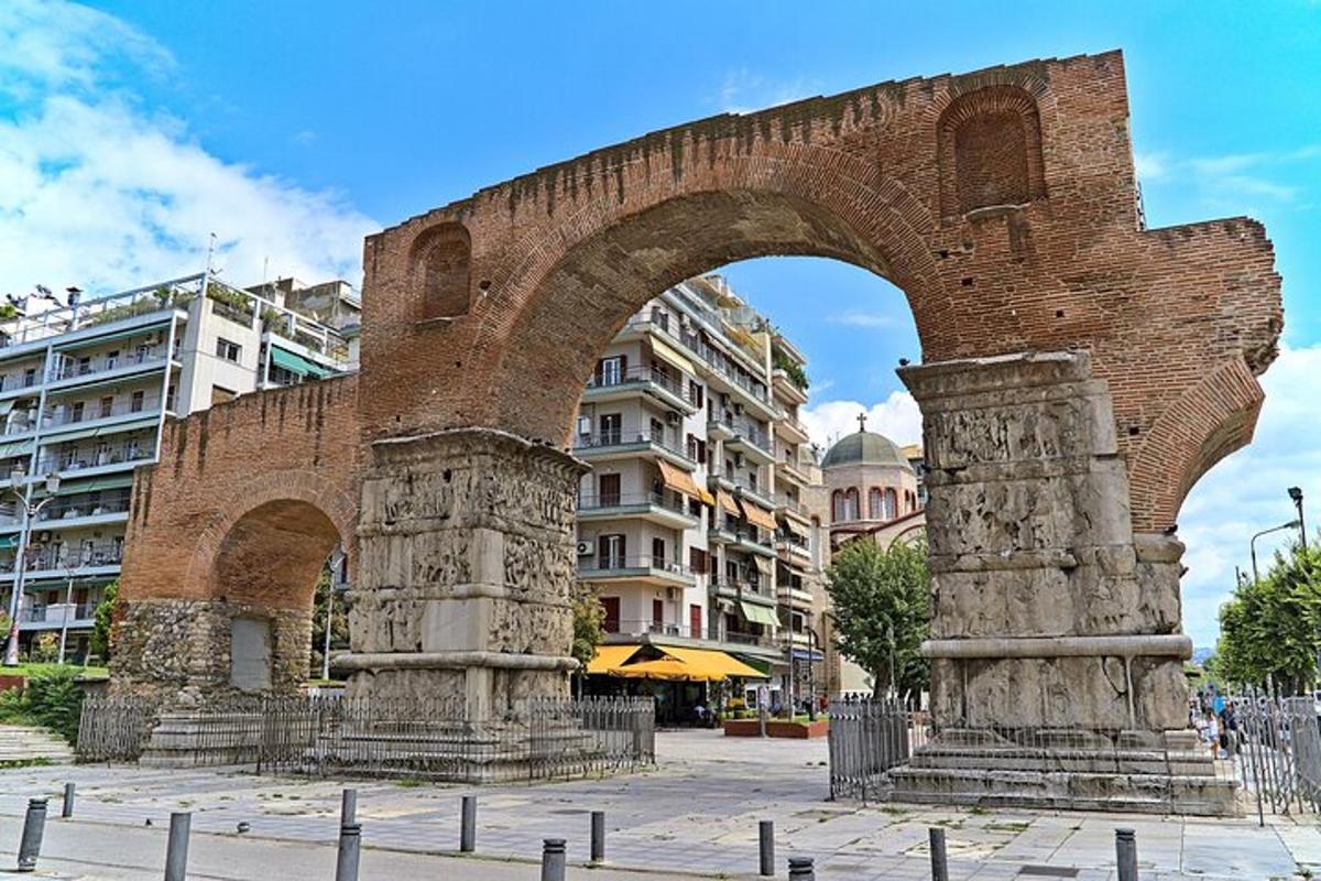 a large brick arch in front of a building