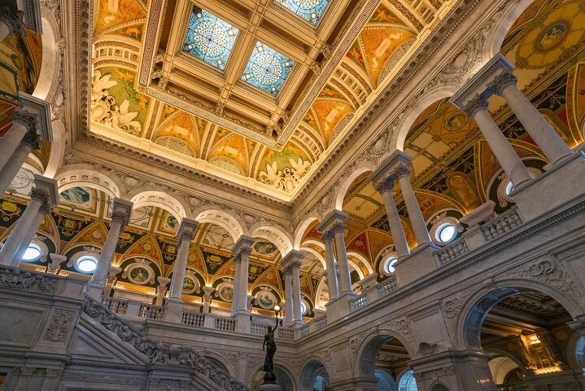 a large building with ceilings and stained glass windows