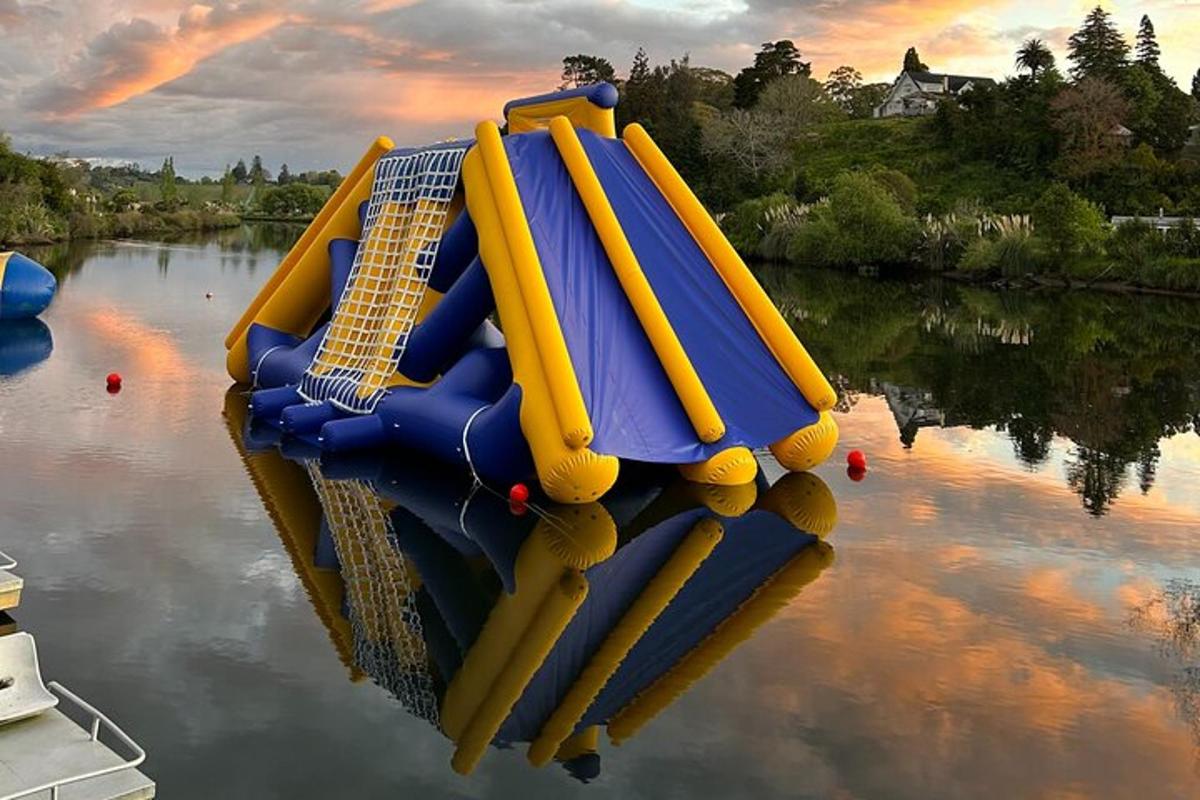 a slide in the middle of the water
