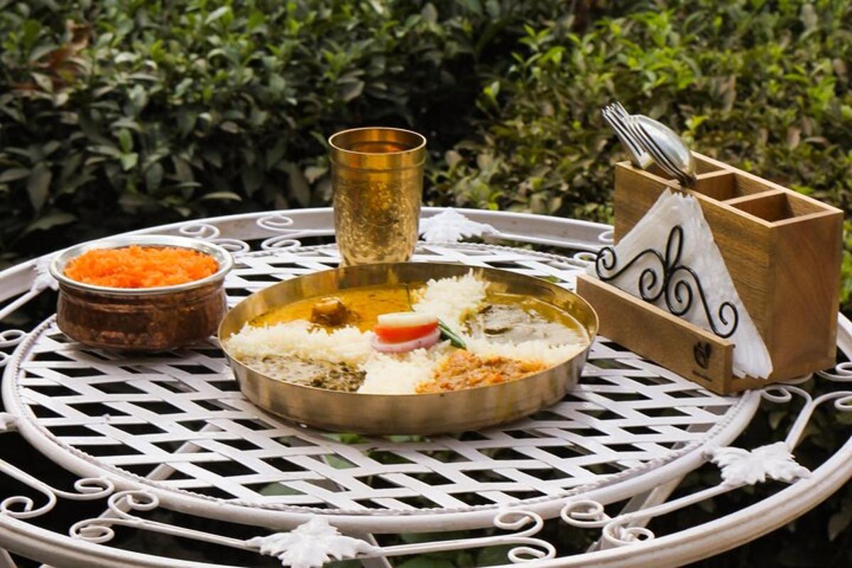 a table with a bowl of food on a table