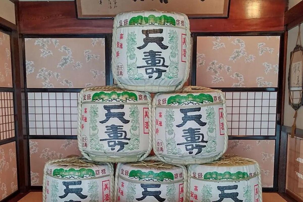 a stack of rice barrels in a room