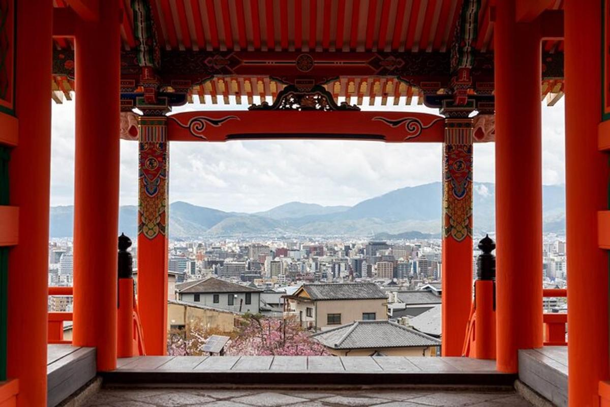 a view of a city from a temple window