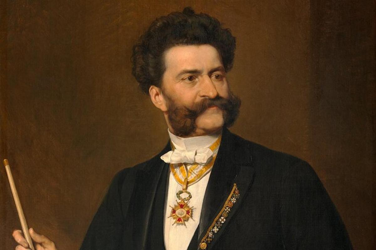 a painting of a man in a suit holding a wand