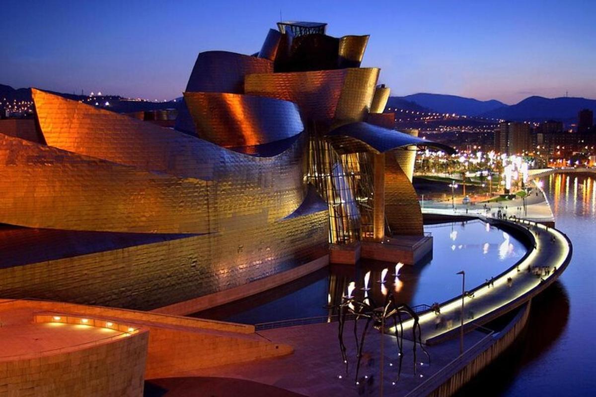 a building that is lit up at night