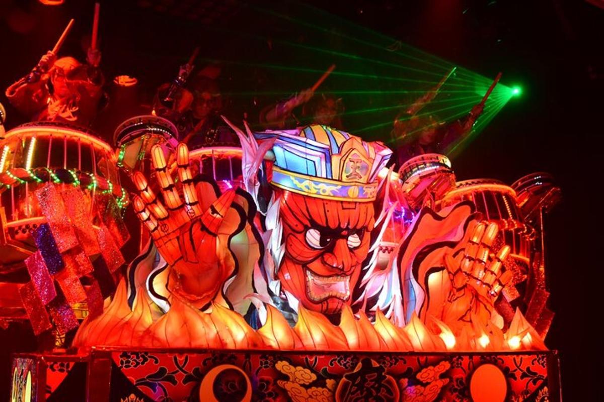 a light up display of a clown in a cage