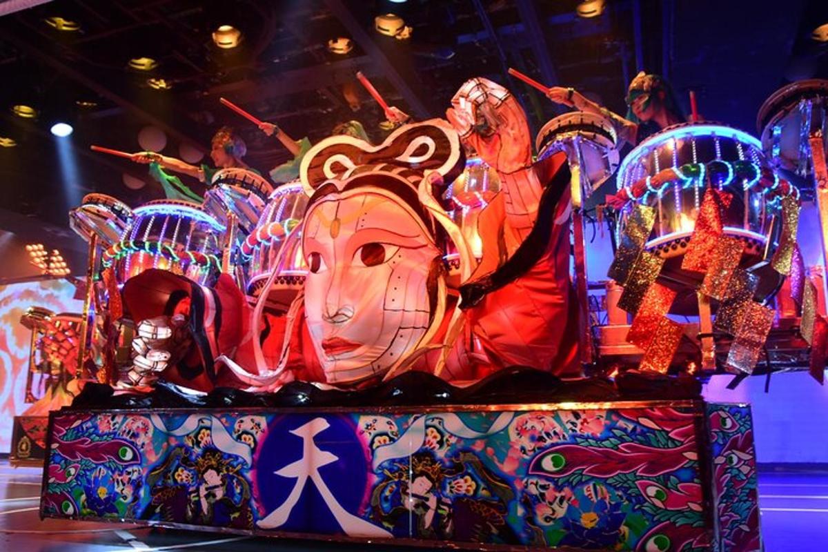 a display of a carnival ride with a clown