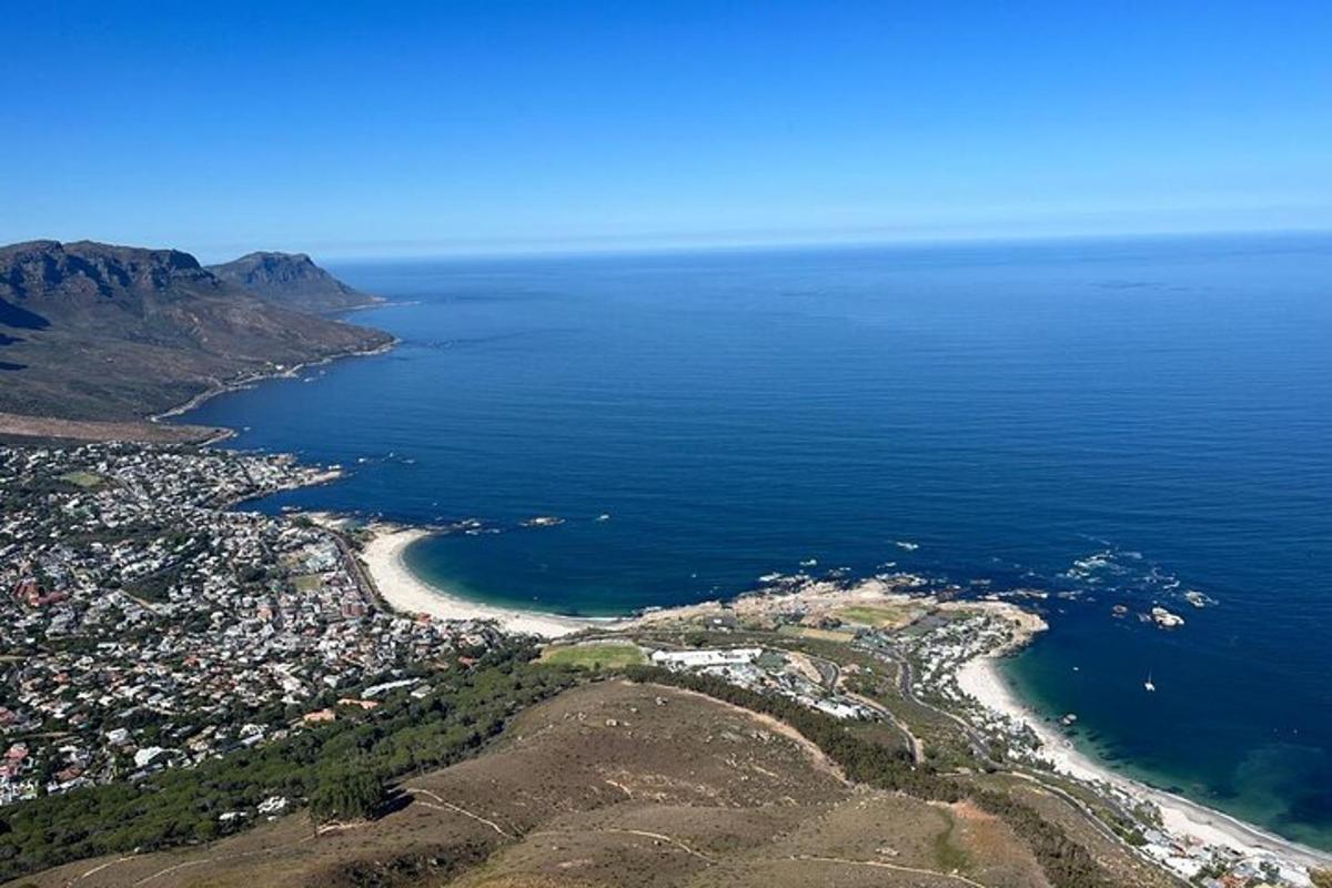 una vista aérea de una playa y el océano