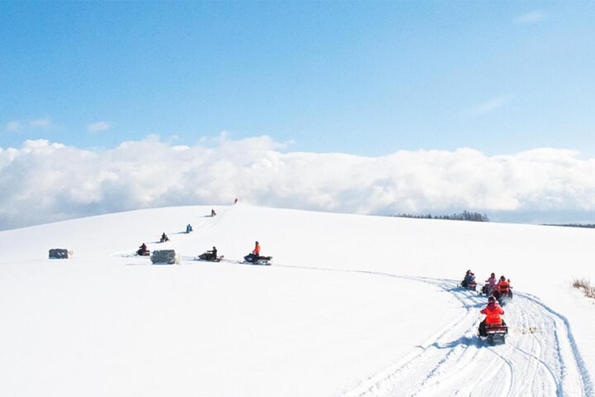 a group of people skiing down a snow covered slope