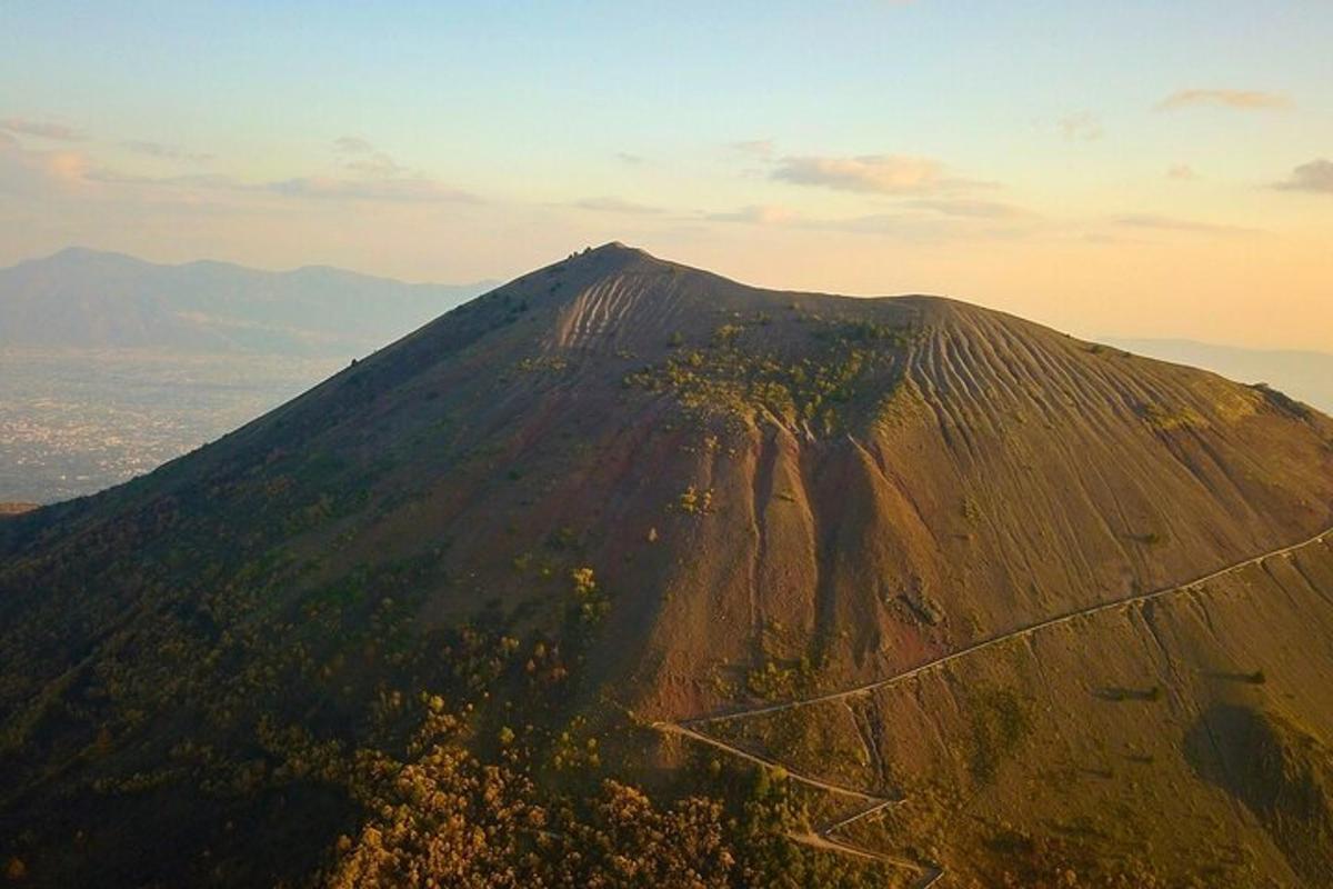 o vedere aeriană a unui munte cu copaci pe el