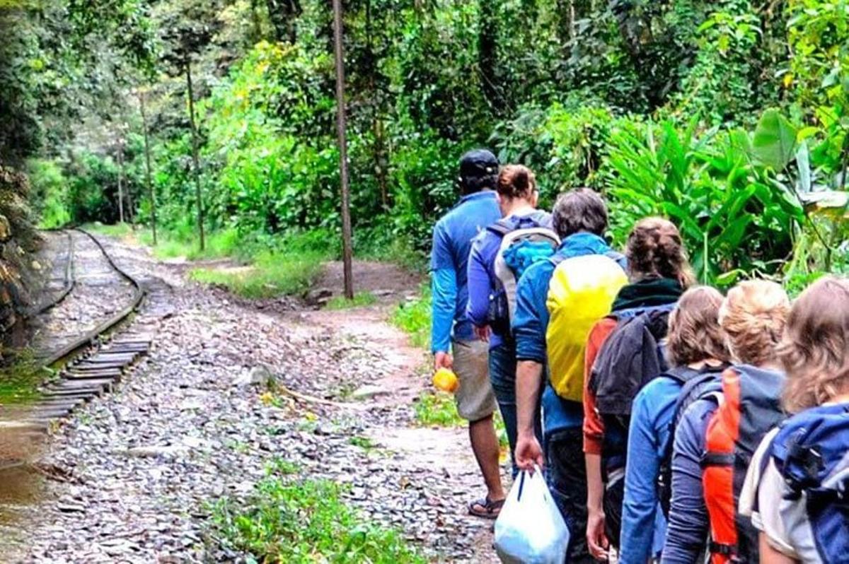 un grupo de personas caminando por un sendero