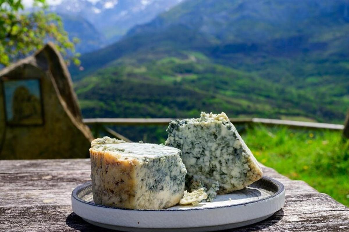 a piece of cheese sitting on a plate on a table