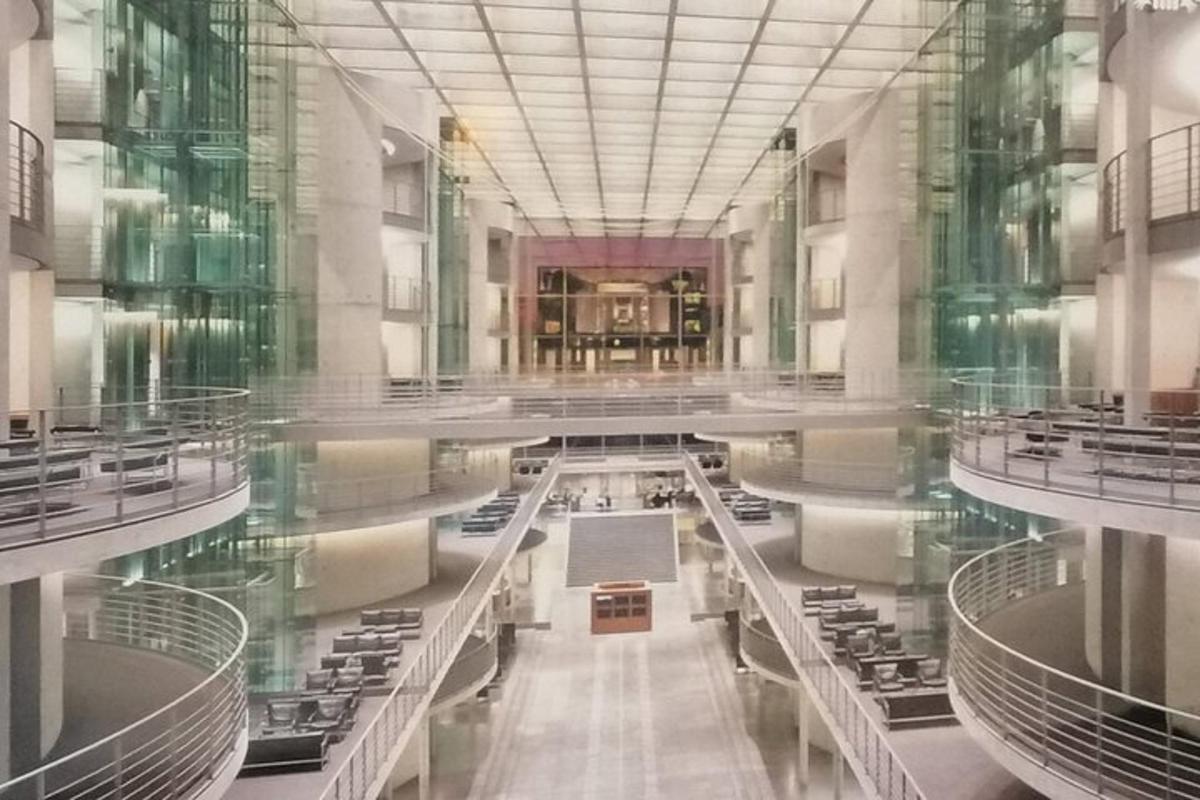 a view of a building with a glass ceiling