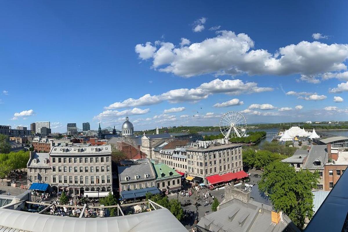 an aerial view of a city with buildings