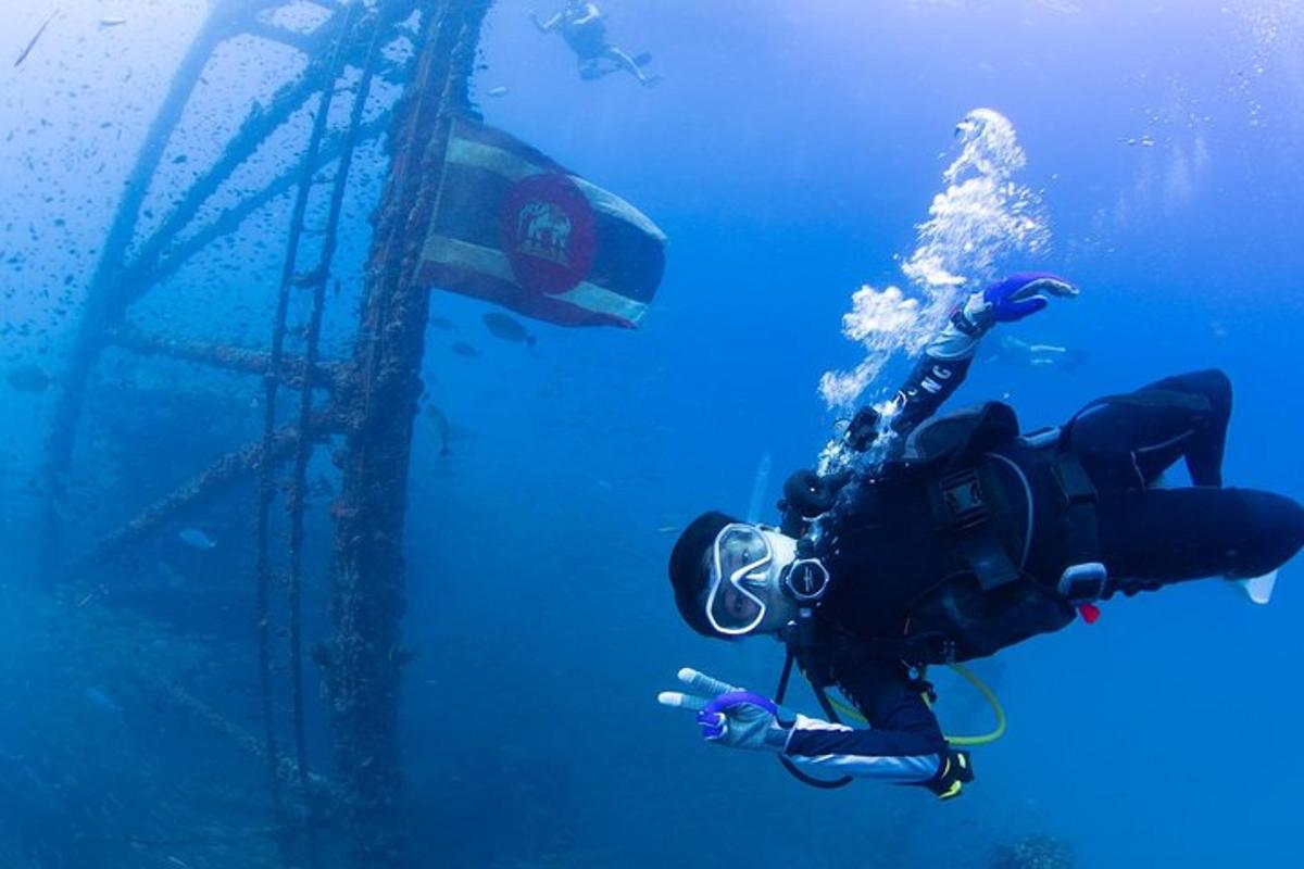 oseba, ki plava v oceanu poleg potapljača