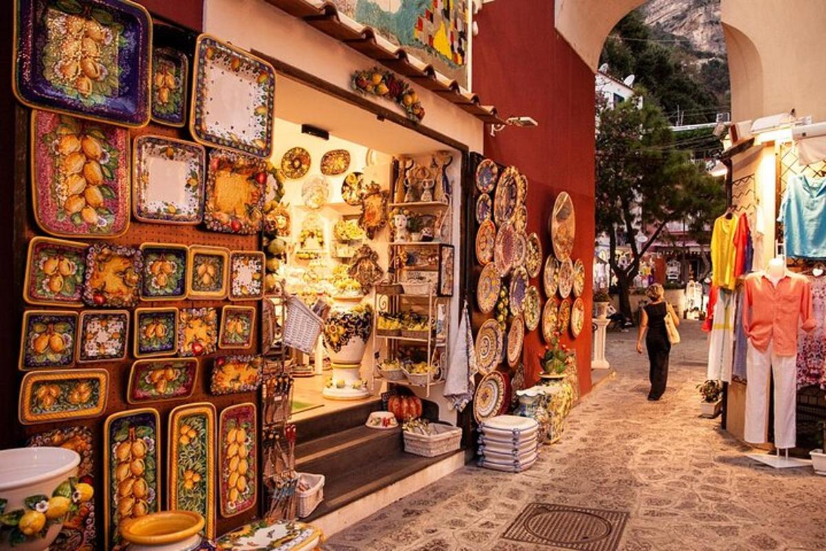 a store with a lot of plates on the wall