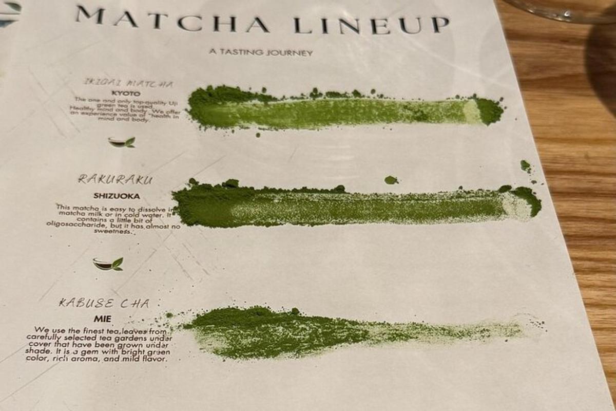 a menu for a matchica lineup at a restaurant