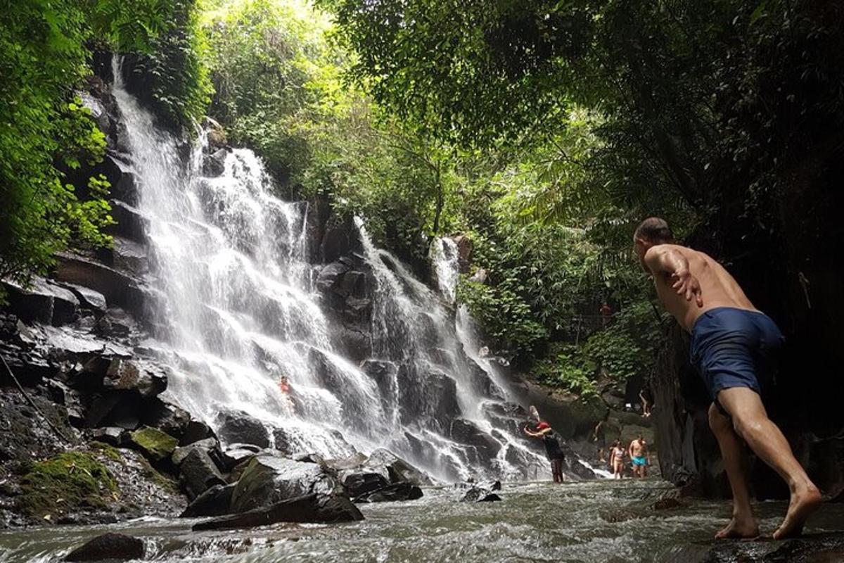 un home dret davant d'una cascada