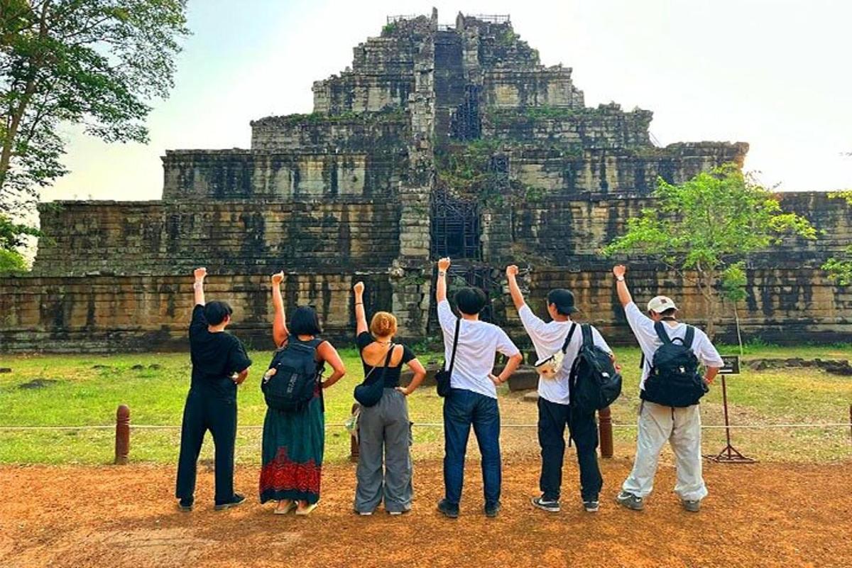 a group of people standing in front of a building