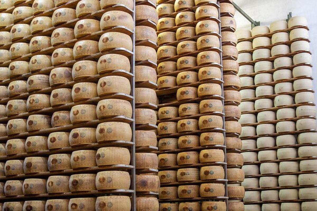 uma pilha de barris de madeira em um armazém
