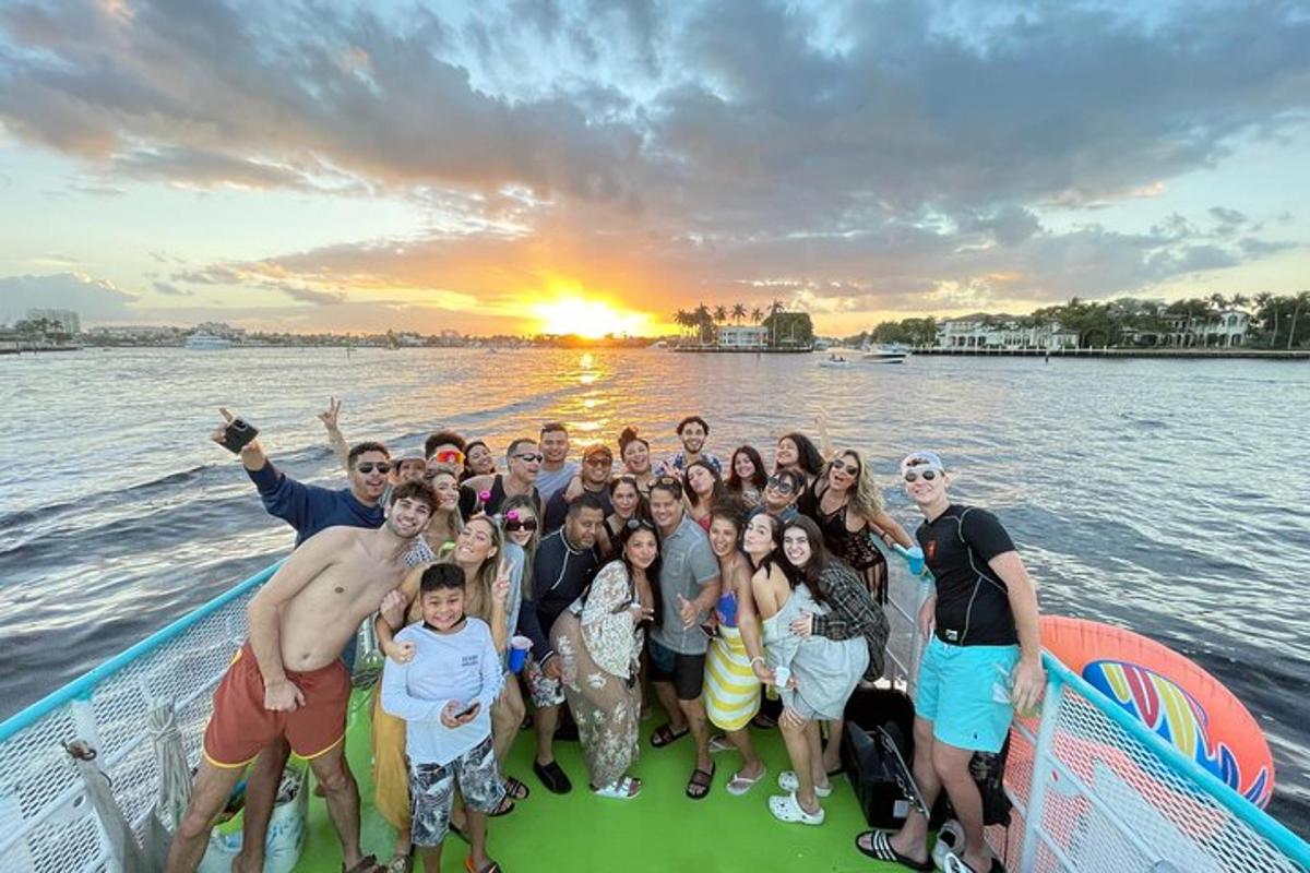 a group of people on a boat in the water