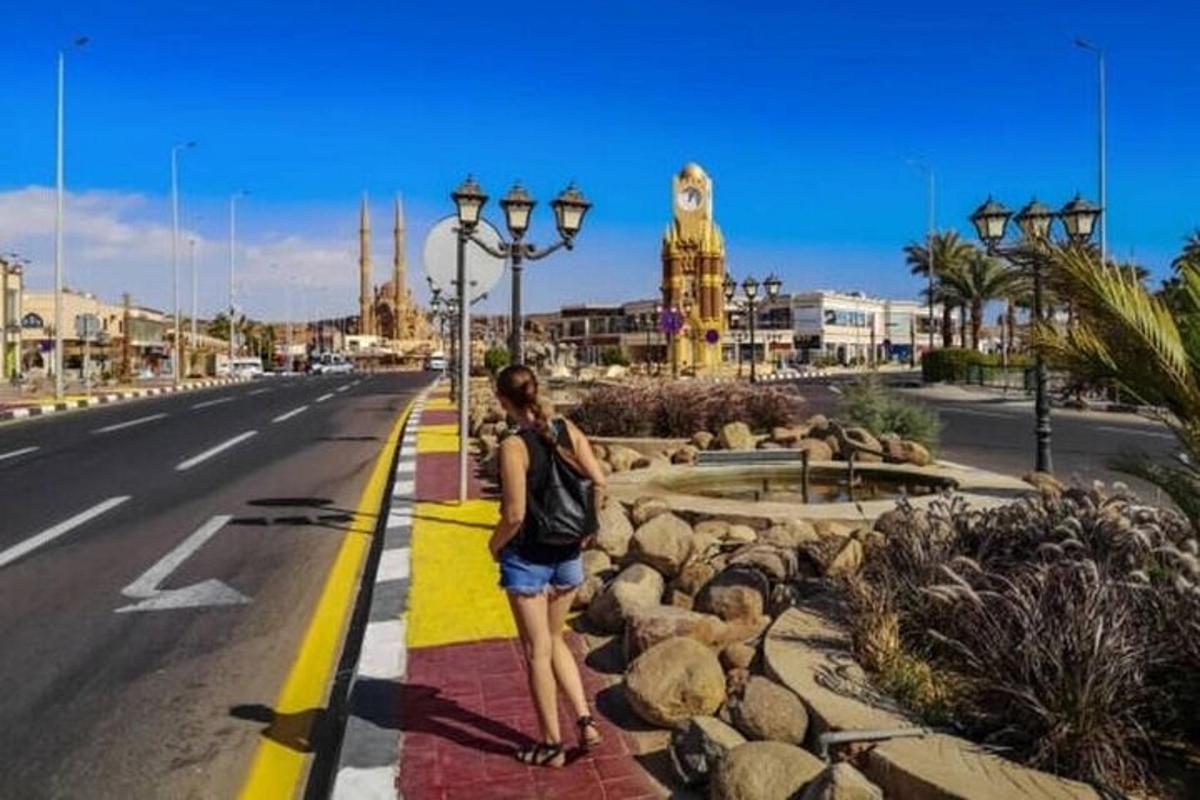 seorang wanita berdiri di tepi jalan