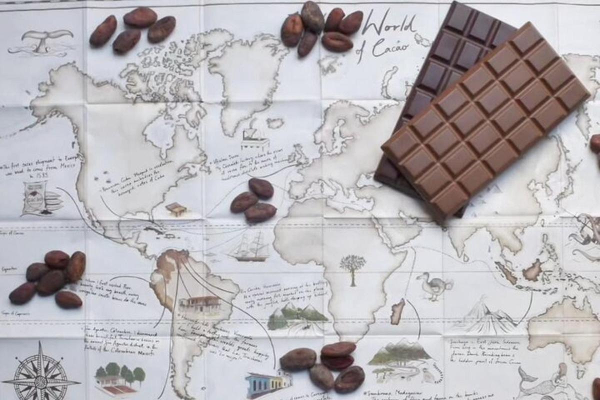 a chocolate bar on top of a map