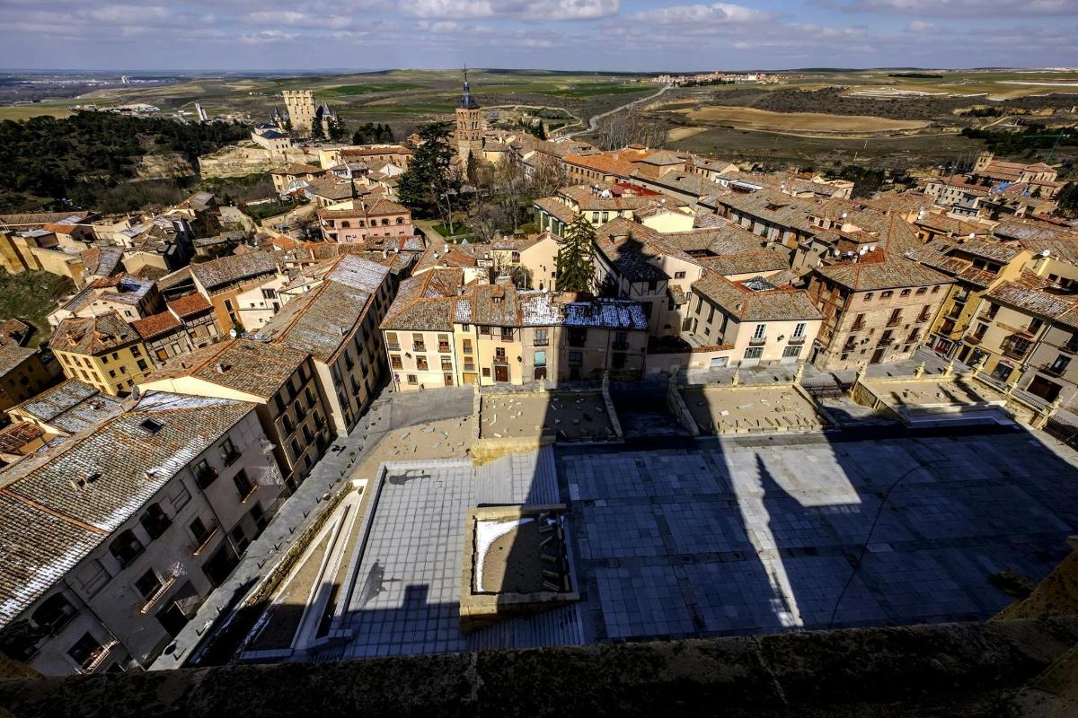 an aerial view of a city with buildings