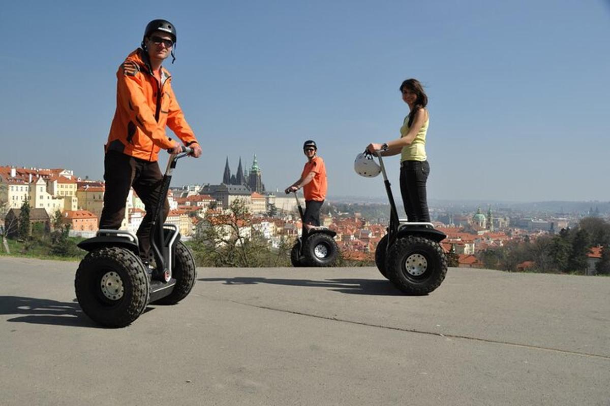 a group of people riding on segifts