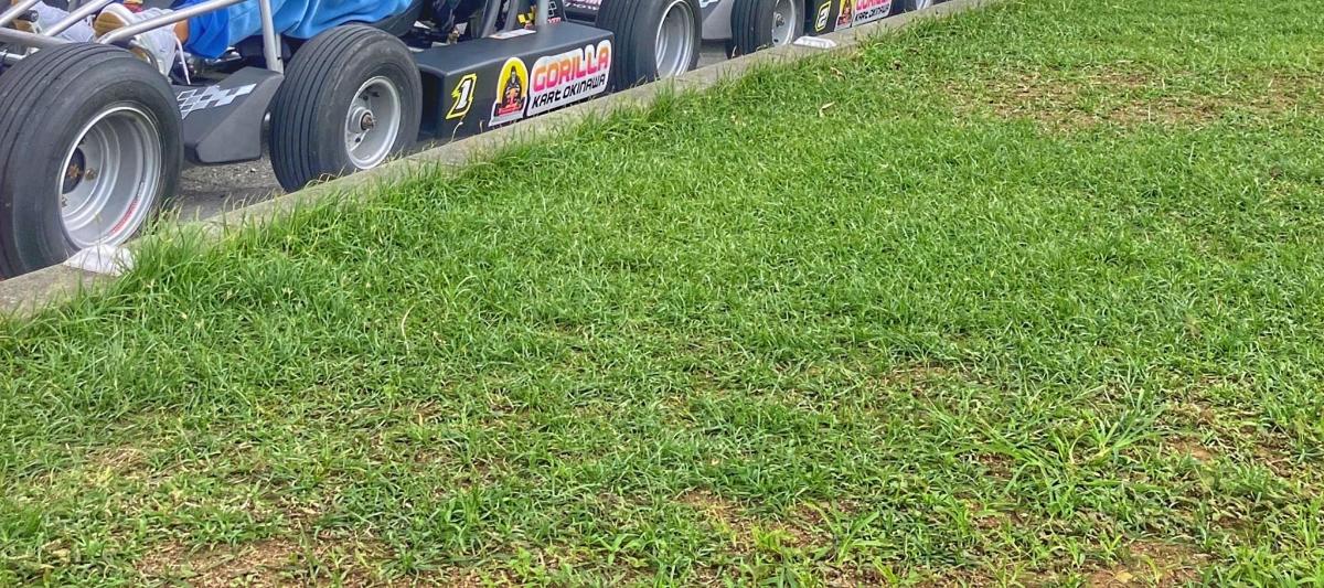 a truck is parked in a field of grass