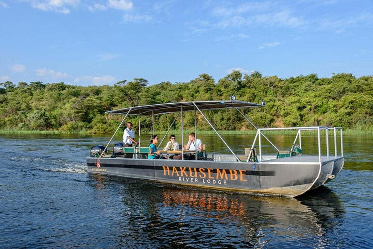 a group of people on a boat on a river