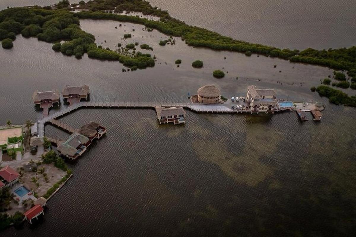 an aerial view of an island in a body of water