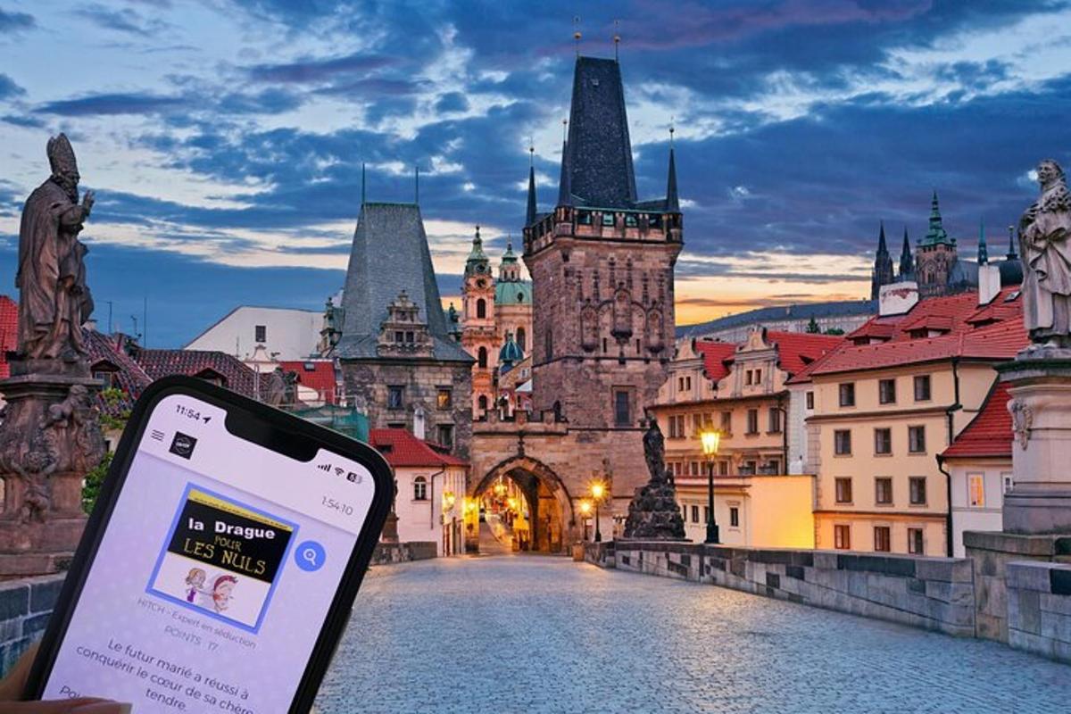 mobilni telefon pred mestom z gradom