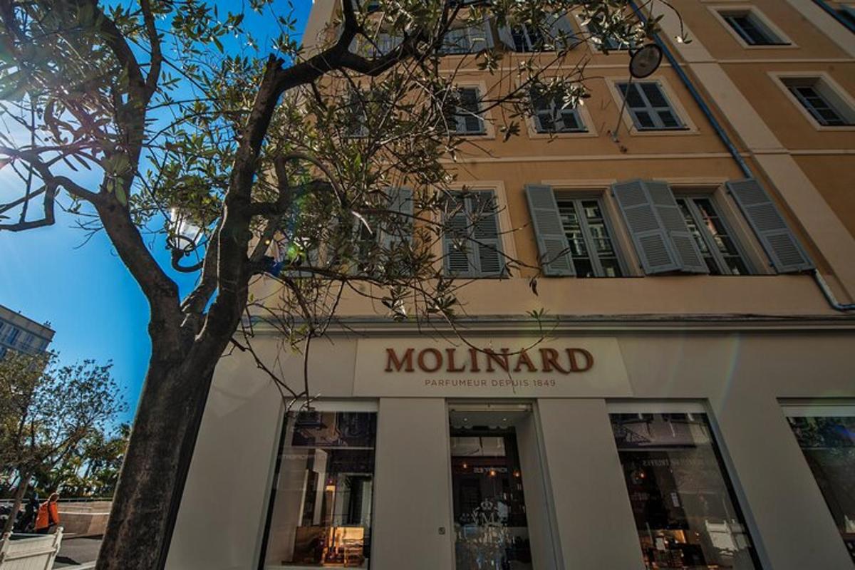 una facciata di un edificio con un albero di fronte