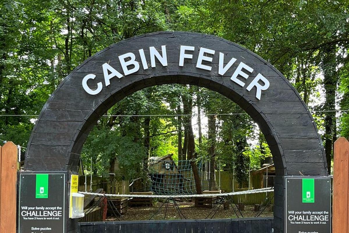 brána do zoo s medvědem za ní