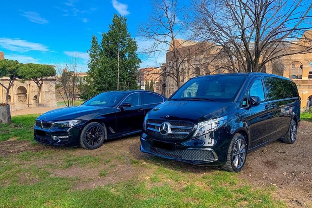 due auto parcheggiate una accanto all'altra in un campo