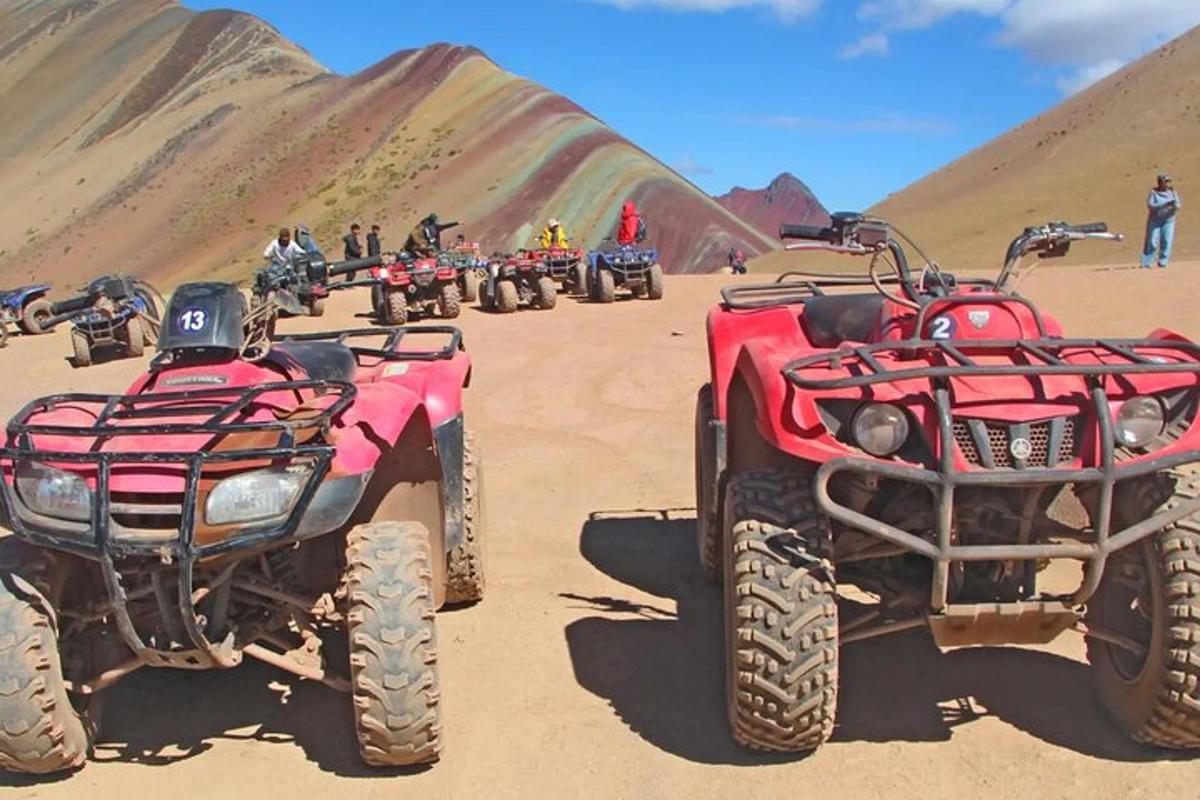 a group of atvs parked in the desert