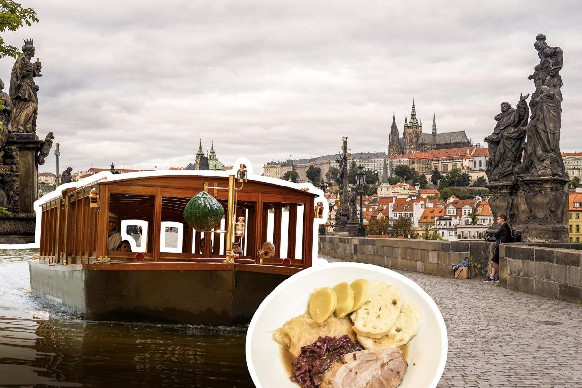 egy tányér étel egy csónak mellett a vízben