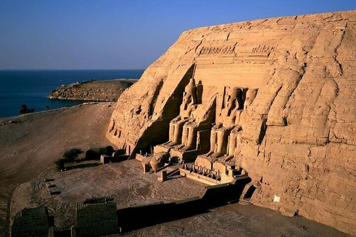 an aerial view of an ancient building on a cliff