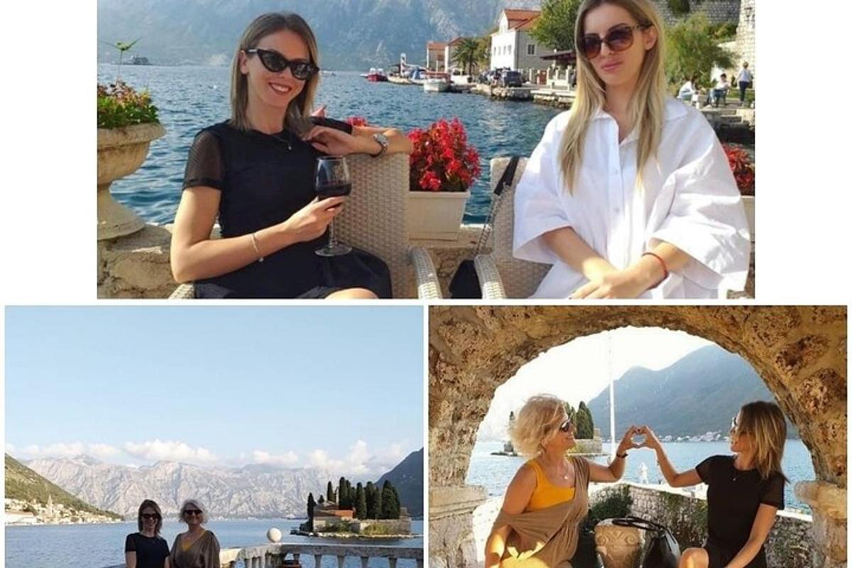 un colaj de trei imagini cu două femei așezate