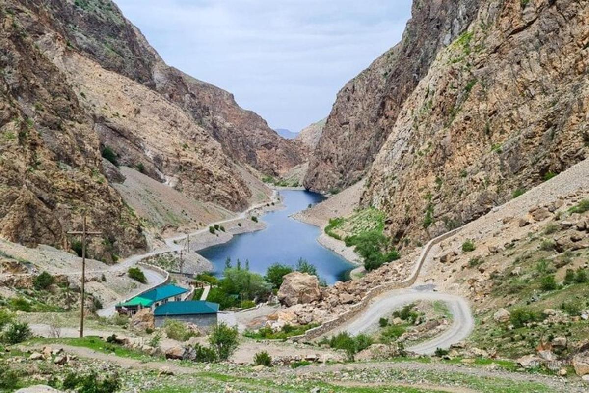 a view of a river in a canyon