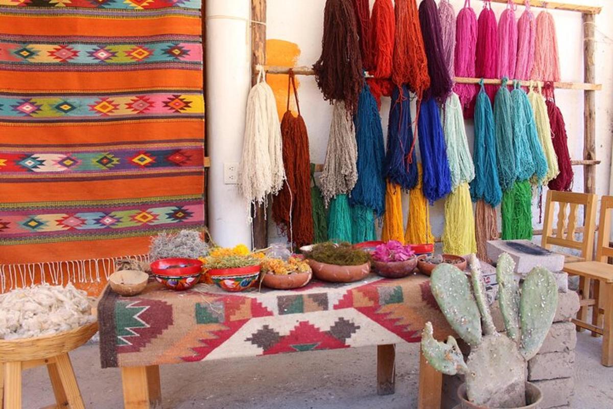 a room with a table with different colored threads