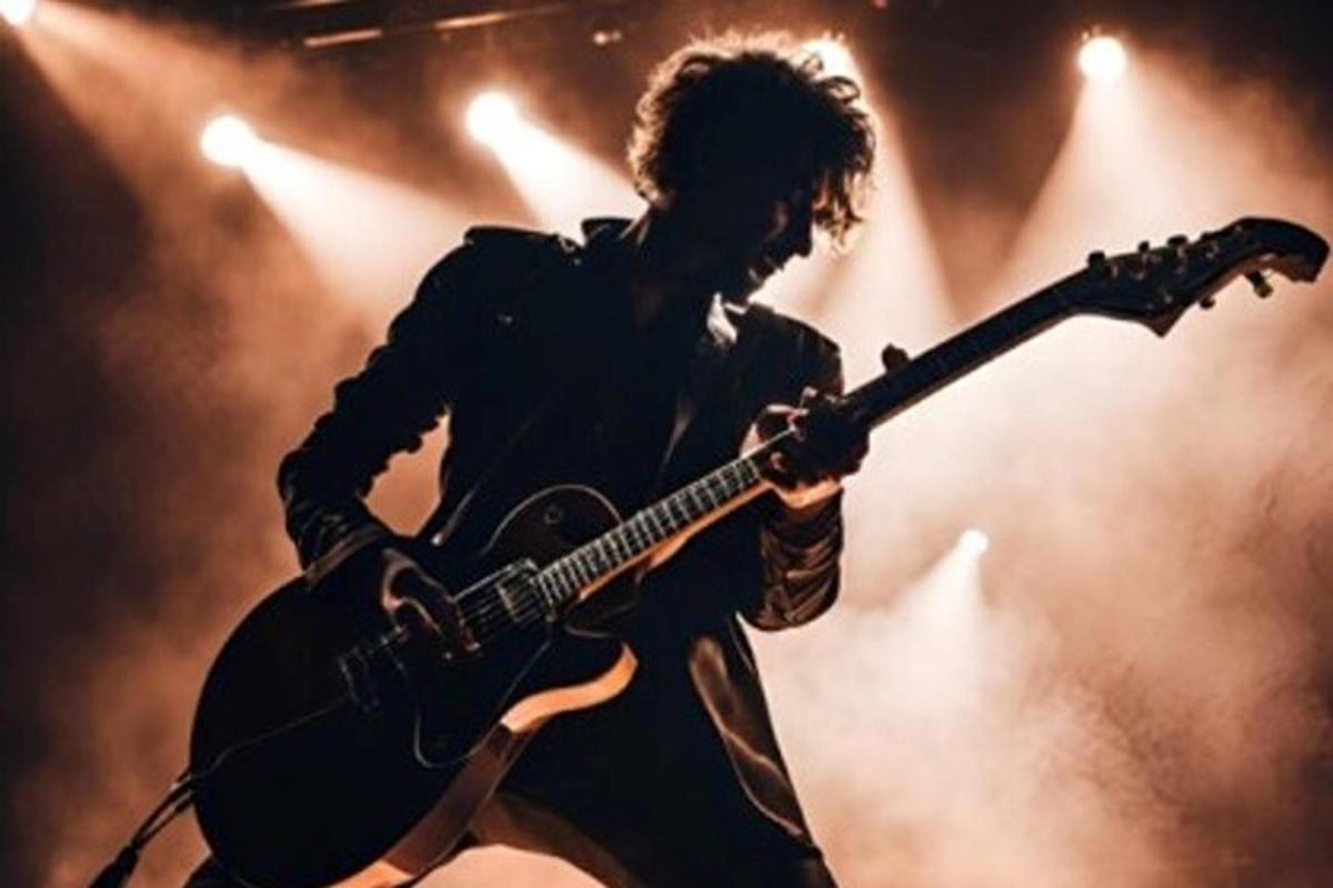 mężczyzna grający na gitarze na scenie
