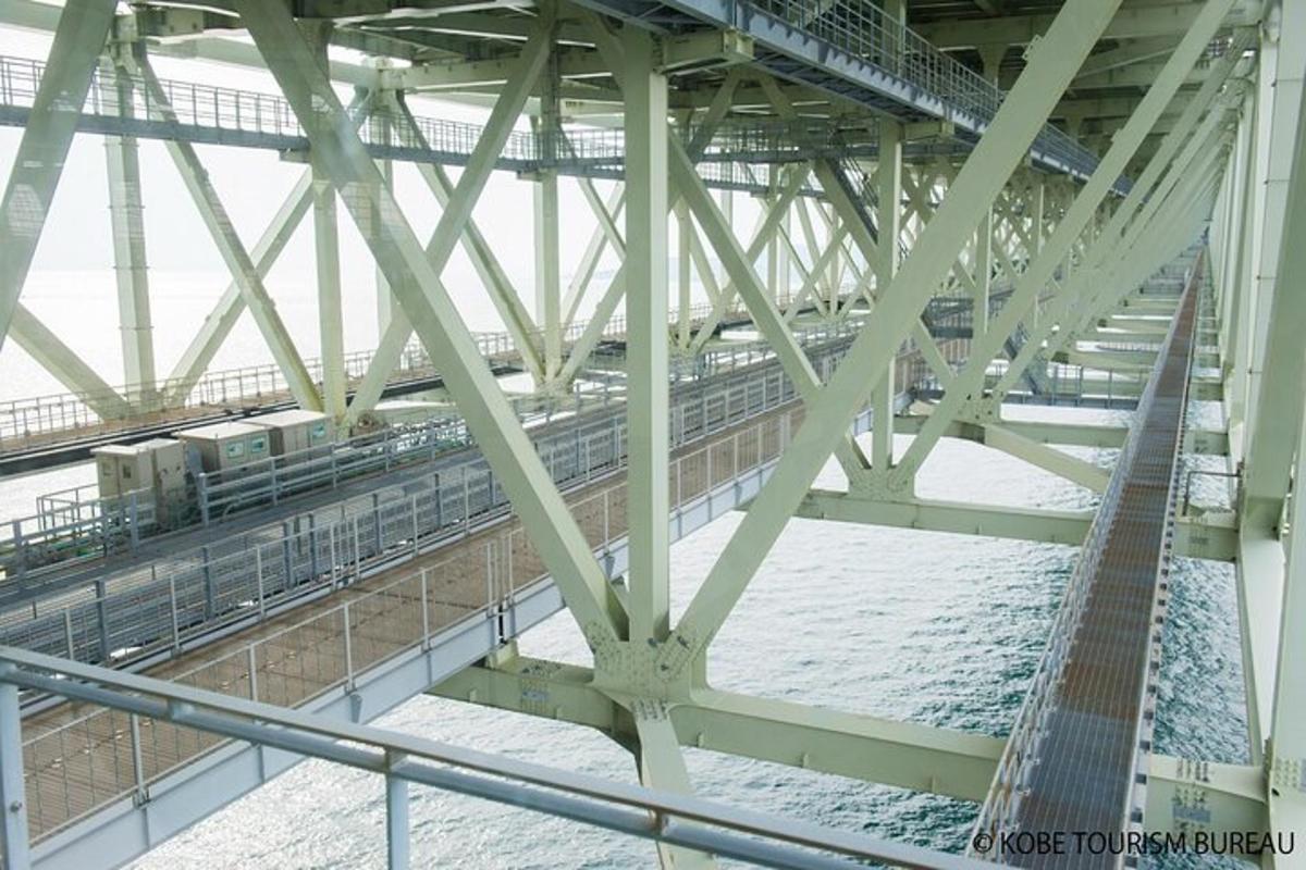 a view of a bridge with a train on it