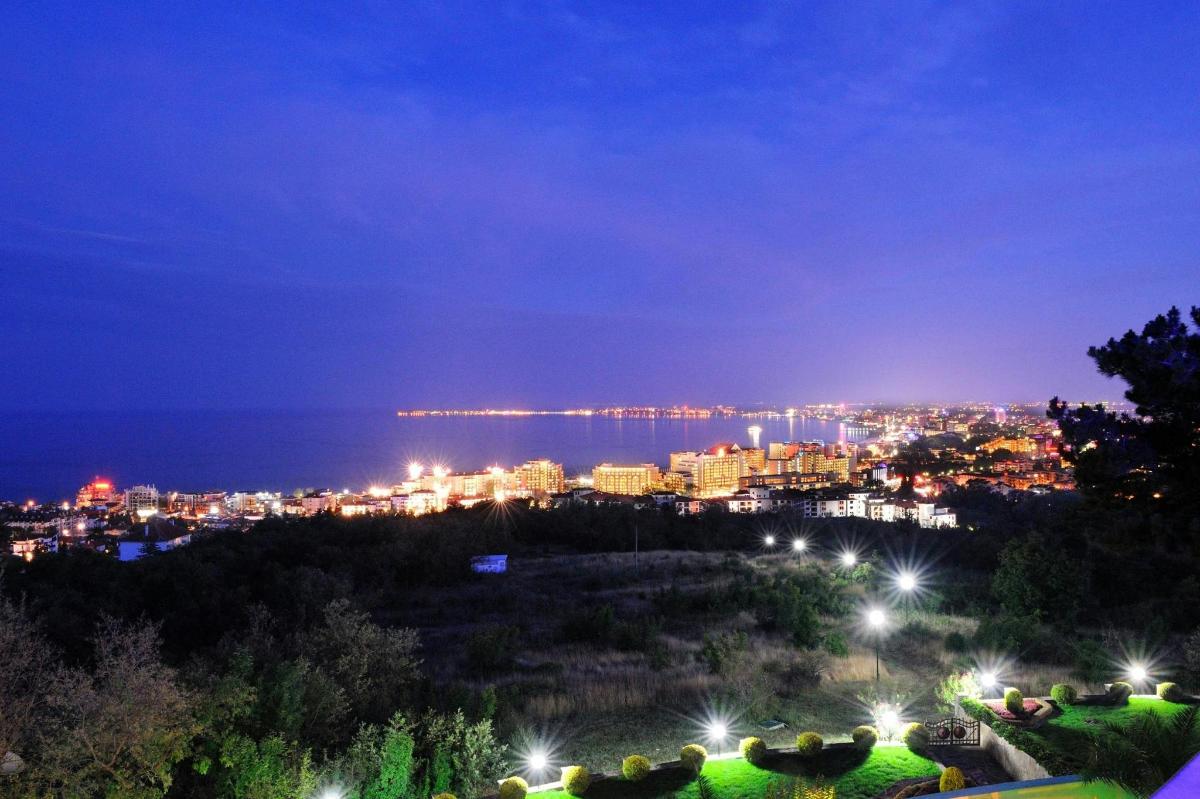 a view of a city at night
